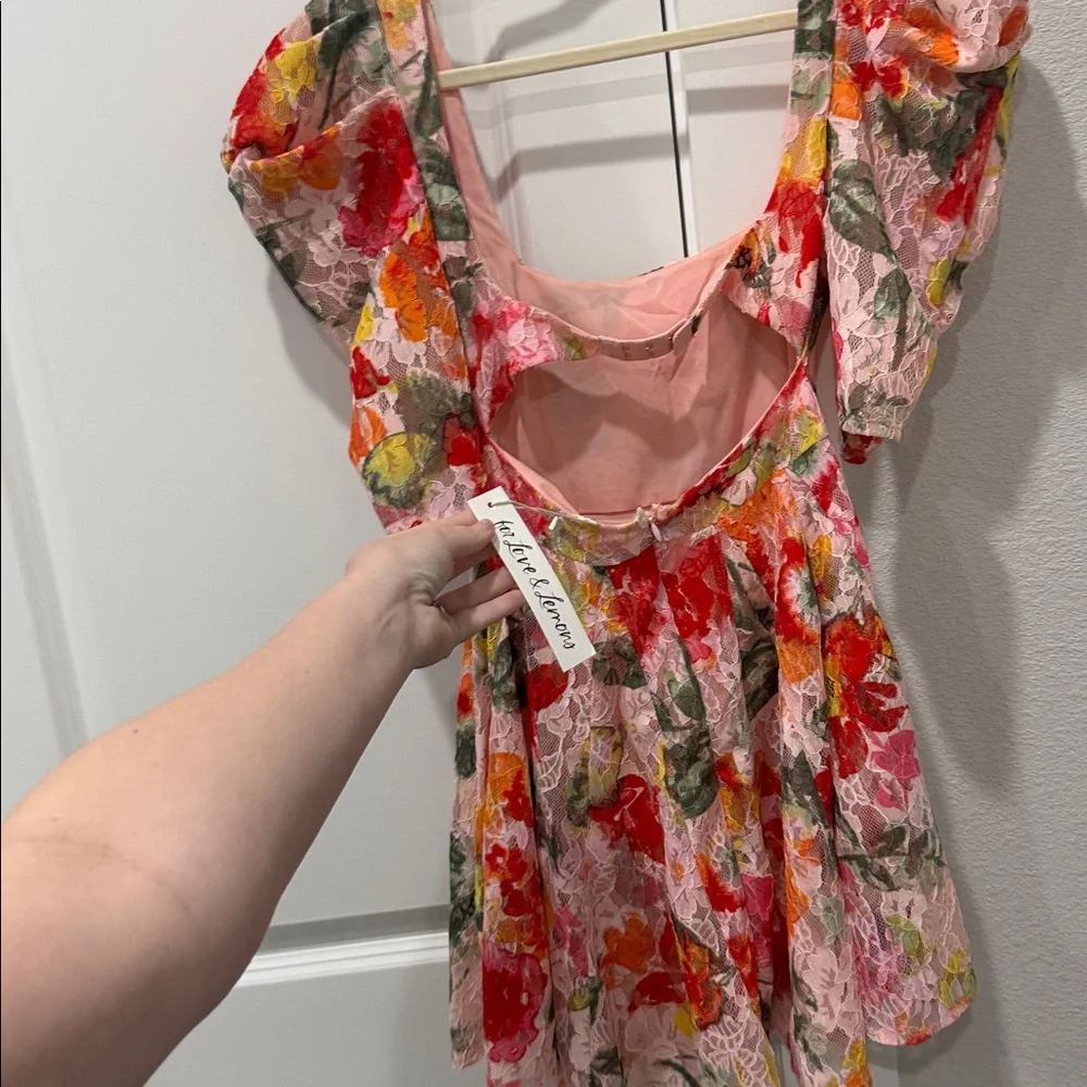 New For Love & Lemons Dascha Lace Floral Mini Dress XS - Picture 6 of 6